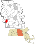 Worcester County Massachusetts incorporated and unincorporated areas Brookfield highlighted